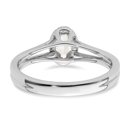 14K Weißgold Oval Heiligenschein Synthetisch Diamant Split Shank Verlobungsring