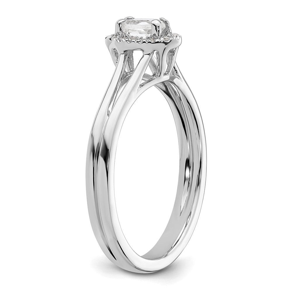 14K Weißgold Oval Heiligenschein Synthetisch Diamant Split Shank Verlobungsring