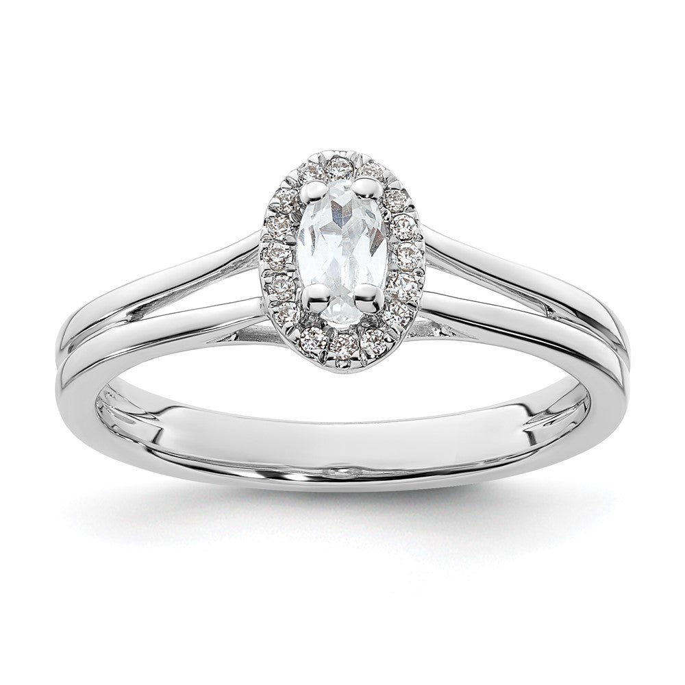 14K Weißgold Oval Heiligenschein Synthetisch Diamant Split Shank Verlobungsring