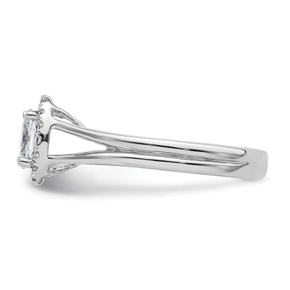 14K Weißgold Oval Heiligenschein Synthetisch Diamant Split Shank Verlobungsring