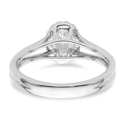 14K Weißgold Oval Heiligenschein Synthetisch Diamant Split Shank Verlobungsring