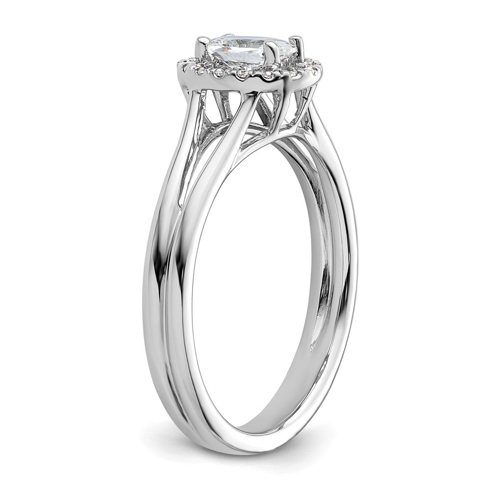 14K Weißgold Oval Heiligenschein Synthetisch Diamant Split Shank Verlobungsring