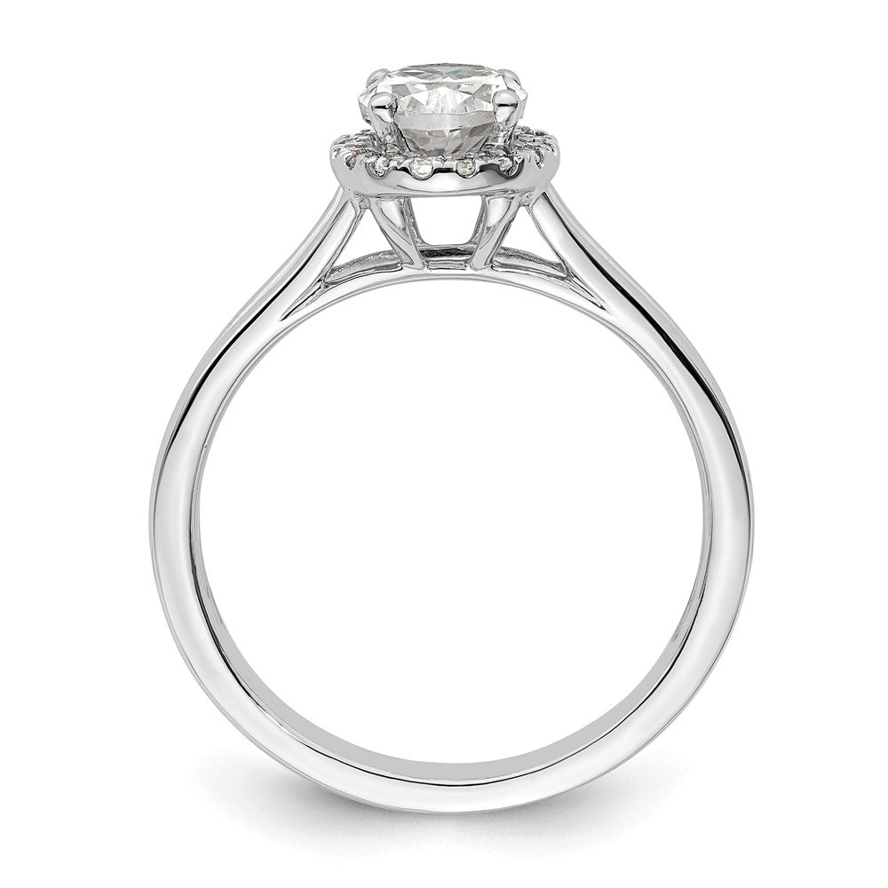 14K Weißgold Oval Heiligenschein Synthetisch Diamant Split Shank Verlobungsring