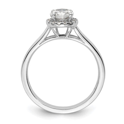 14K Weißgold Oval Heiligenschein Synthetisch Diamant Split Shank Verlobungsring