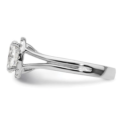 14K Weißgold Oval Heiligenschein Synthetisch Diamant Split Shank Verlobungsring