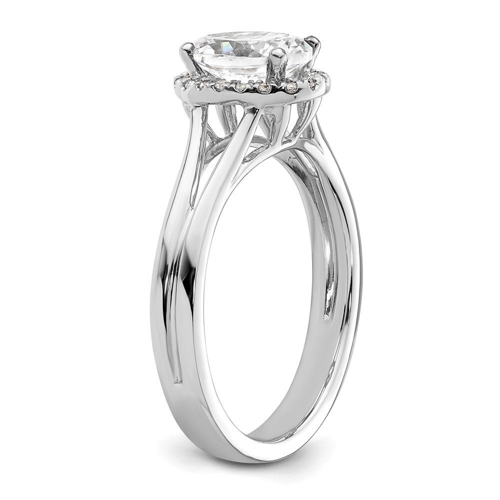14K Weißgold Oval Heiligenschein Synthetisch Diamant Split Shank Verlobungsring