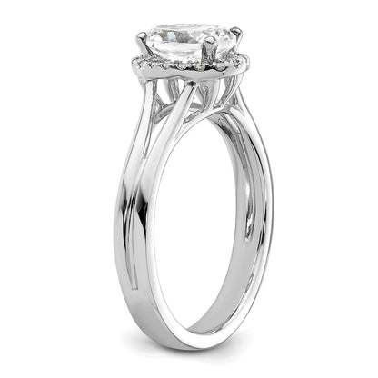 14K Weißgold Oval Heiligenschein Synthetisch Diamant Split Shank Verlobungsring