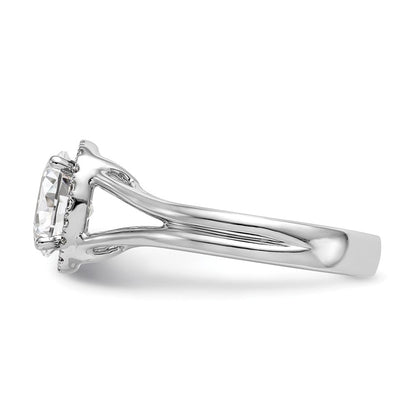 14K Weißgold Heiligenschein Synthetisch Diamant Split Shank Verlobungsring