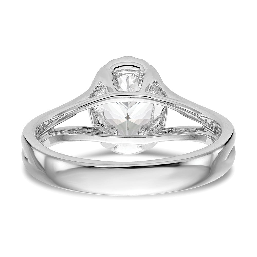 14K Weißgold Heiligenschein Synthetisch Diamant Split Shank Verlobungsring
