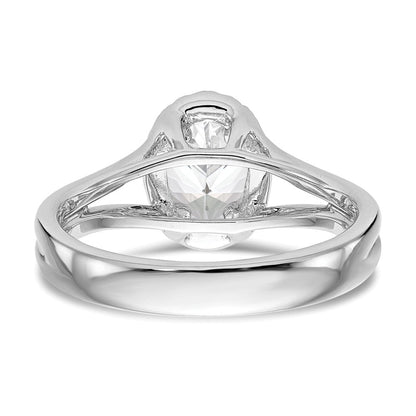 14K Weißgold Heiligenschein Synthetisch Diamant Split Shank Verlobungsring
