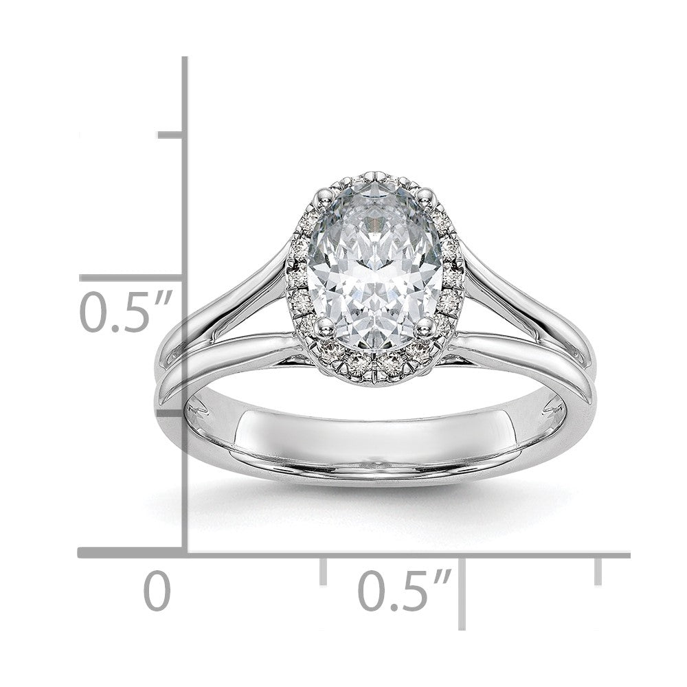 14K Weißgold Heiligenschein Synthetisch Diamant Split Shank Verlobungsring