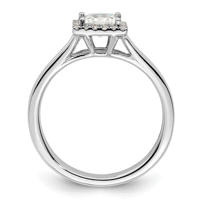 14 Karat Weißgold Princess-Halo-Verlobungsring mit simulierten Diamanten und geteiltem Ring
