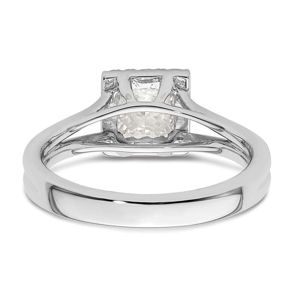 14 Karat Weißgold Princess-Halo-Verlobungsring mit simulierten Diamanten und geteiltem Ring