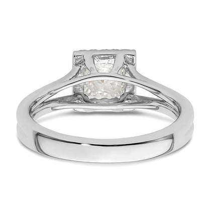14 Karat Weißgold Princess-Halo-Verlobungsring mit simulierten Diamanten und geteiltem Ring