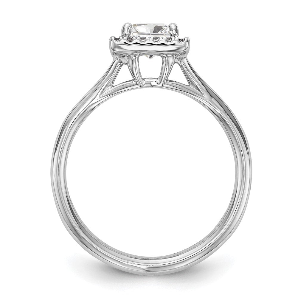 14 Karat Weißgold Verlobungsring mit Halo im Princess-Schliff und geteiltem Ringschaft
