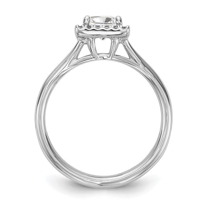14 Karat Weißgold Verlobungsring mit Halo im Princess-Schliff und geteiltem Ringschaft
