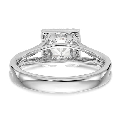 14 Karat Weißgold Verlobungsring mit Halo im Princess-Schliff und geteiltem Ringschaft