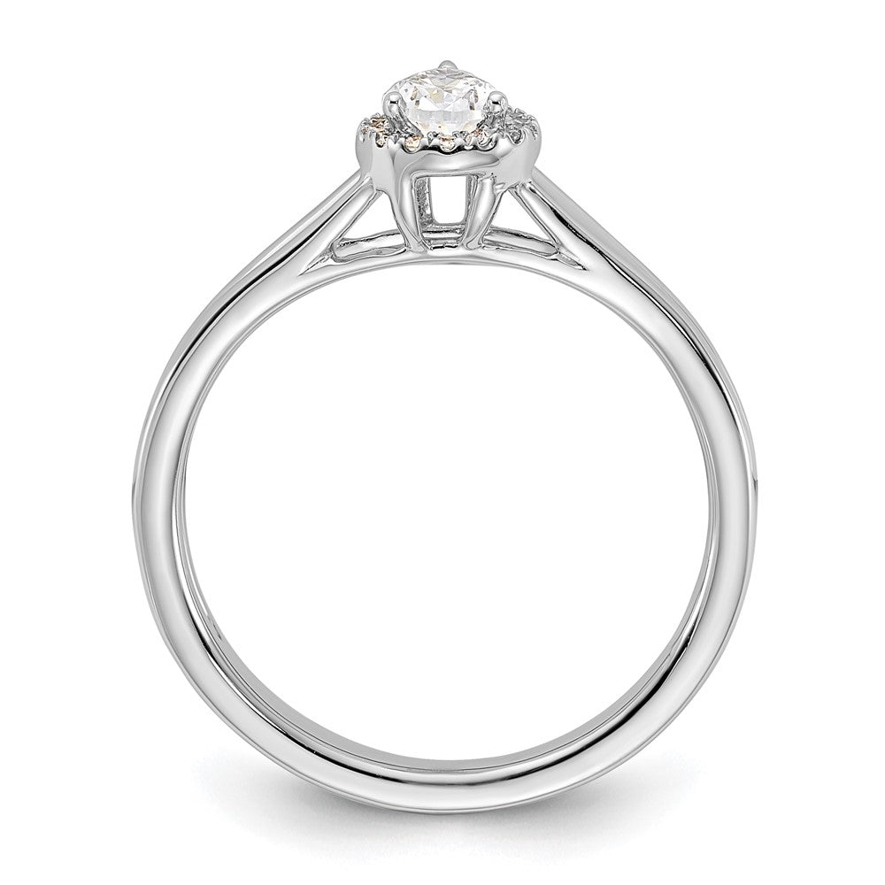 14K Weißgold Verlobungsring mit tropfenförmigem simuliertem Diamanten in Halo-Fassung und geteiltem Ring