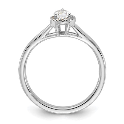 14K Weißgold Verlobungsring mit tropfenförmigem simuliertem Diamanten in Halo-Fassung und geteiltem Ring