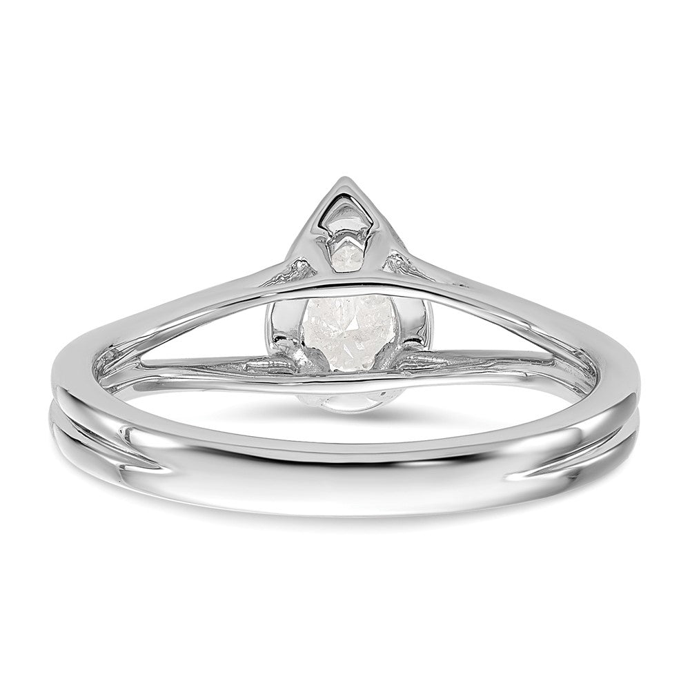 14K Weißgold Verlobungsring mit tropfenförmigem simuliertem Diamanten in Halo-Fassung und geteiltem Ring