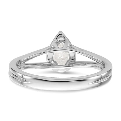 14K Weißgold Verlobungsring mit tropfenförmigem simuliertem Diamanten in Halo-Fassung und geteiltem Ring