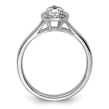 Verlobungsring aus 14K Weißgold mit tropfenförmigem simuliertem Diamant, Halo und geteiltem Ring