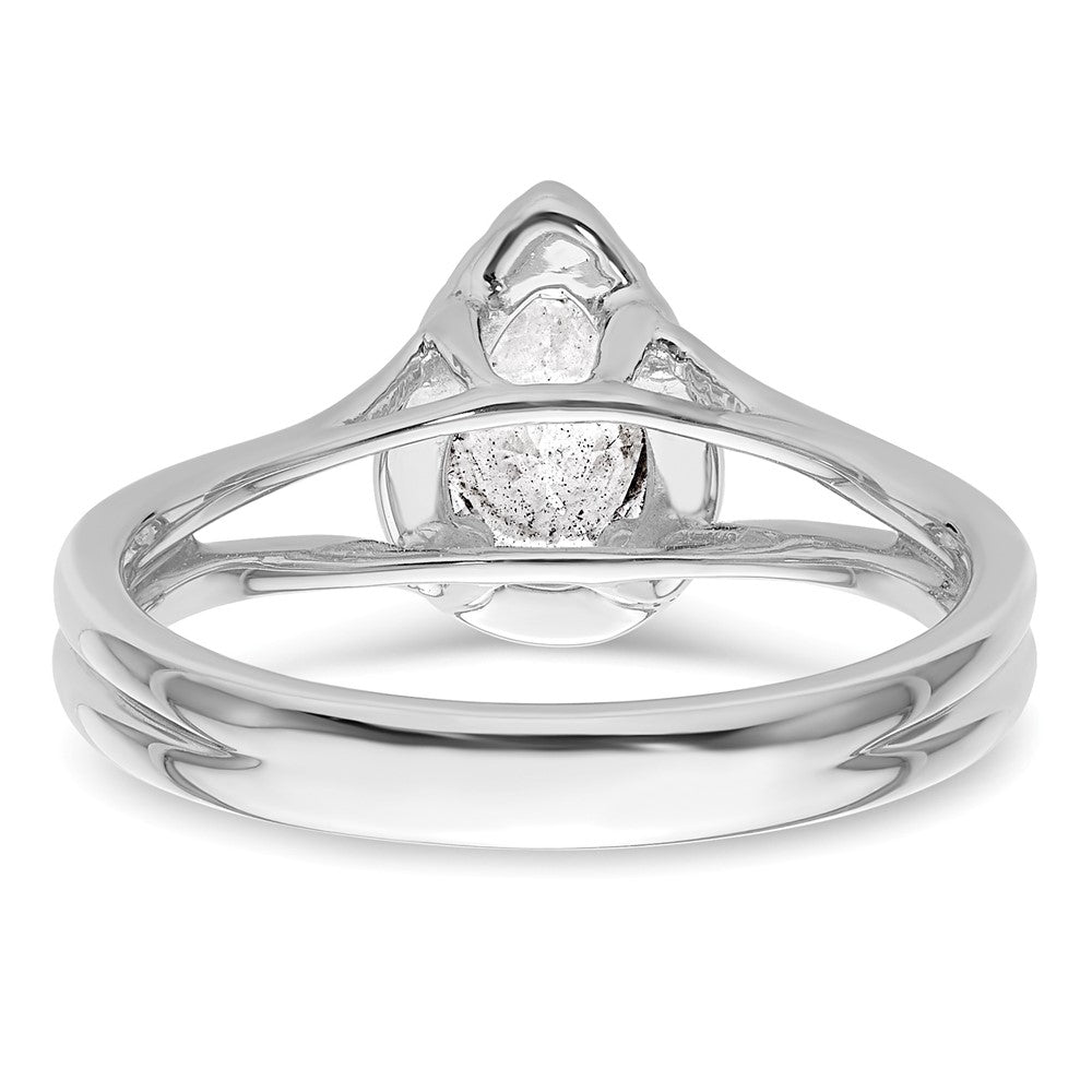 Verlobungsring aus 14K Weißgold mit tropfenförmigem simuliertem Diamant, Halo und geteiltem Ring