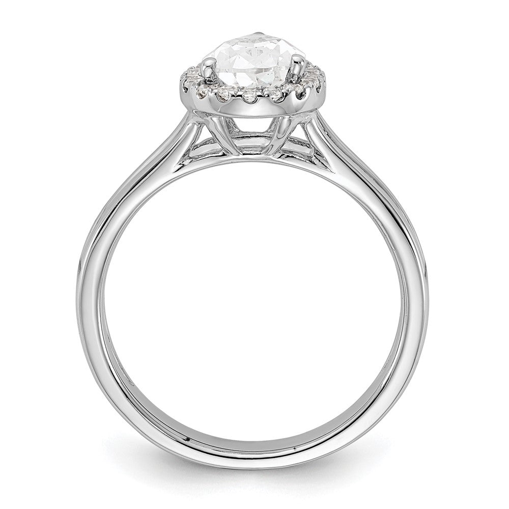 14K Weißgold Verlobungsring mit tropfenförmigem Halo aus simuliertem Diamant und geteiltem Ring