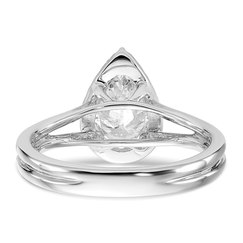 14K Weißgold Verlobungsring mit tropfenförmigem Halo aus simuliertem Diamant und geteiltem Ring