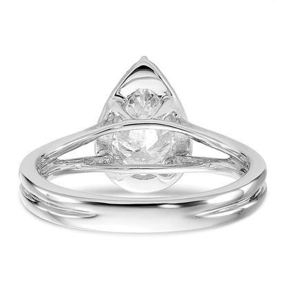 14K Weißgold Verlobungsring mit tropfenförmigem Halo aus simuliertem Diamant und geteiltem Ring