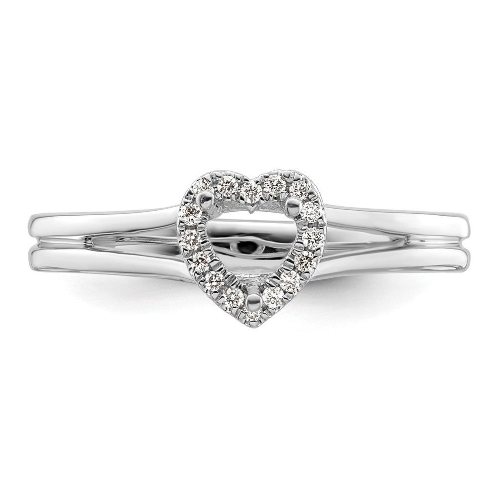 Verlobungsring aus 14K Weißgold mit Herz-Halo, simuliertem Diamanten und geteiltem Ringschaft