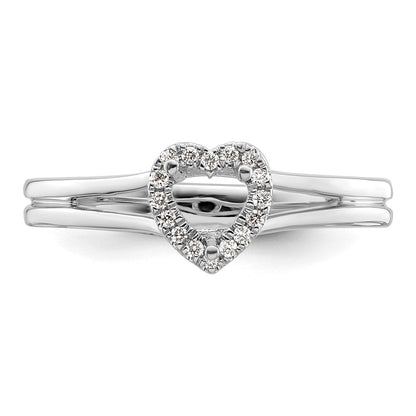 Verlobungsring aus 14K Weißgold mit Herz-Halo, simuliertem Diamanten und geteiltem Ringschaft