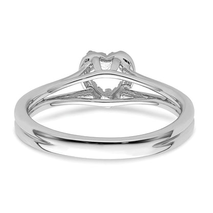 Verlobungsring aus 14K Weißgold mit Herz-Halo, simuliertem Diamanten und geteiltem Ringschaft