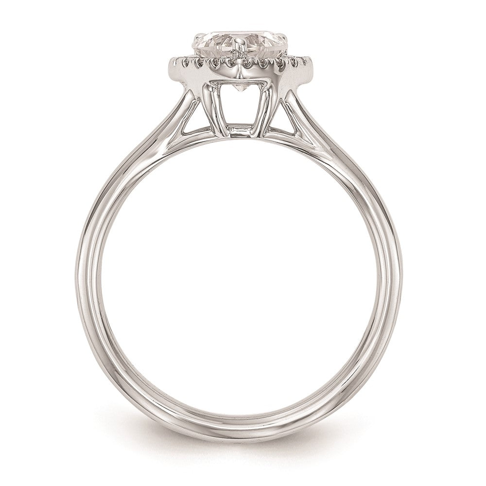 14K Weißgold Verlobungsring mit Herz-Halo, simulierten Diamanten und geteiltem Ringschaft
