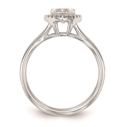 14K Weißgold Verlobungsring mit Herz-Halo, simulierten Diamanten und geteiltem Ringschaft