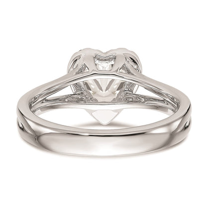 14K Weißgold Verlobungsring mit Herz-Halo, simulierten Diamanten und geteiltem Ringschaft