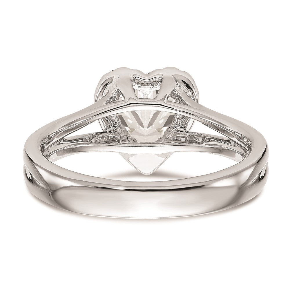 14K Weißgold Verlobungsring mit herzförmigem Halo aus simulierten Diamanten und geteiltem Ring