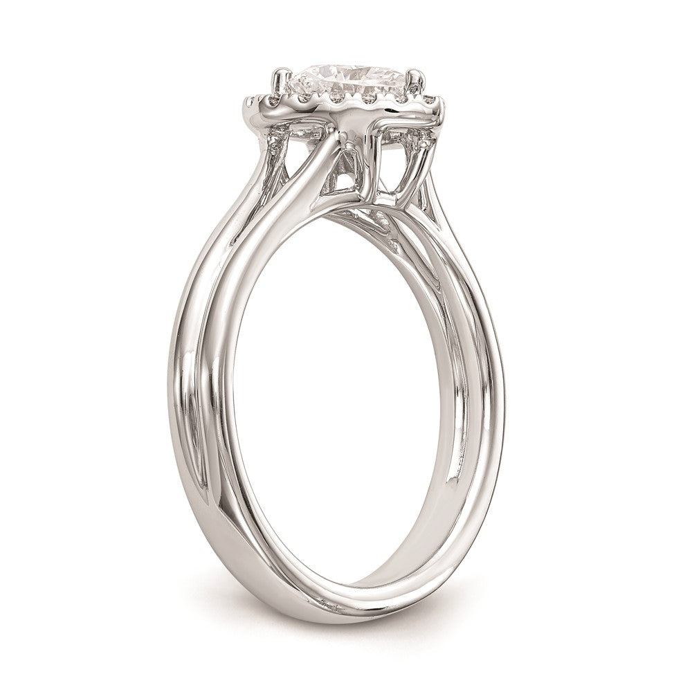 14K Weißgold Verlobungsring mit Herz-Halo, simulierten Diamanten und geteiltem Ringschaft