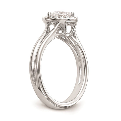 14K Weißgold Verlobungsring mit herzförmigem Halo aus simulierten Diamanten und geteiltem Ring