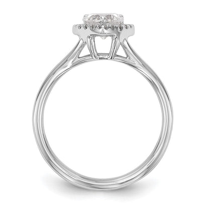 14K Weißgold Verlobungsring mit Herz-Halo aus simulierten Diamanten und geteiltem Ringschaft