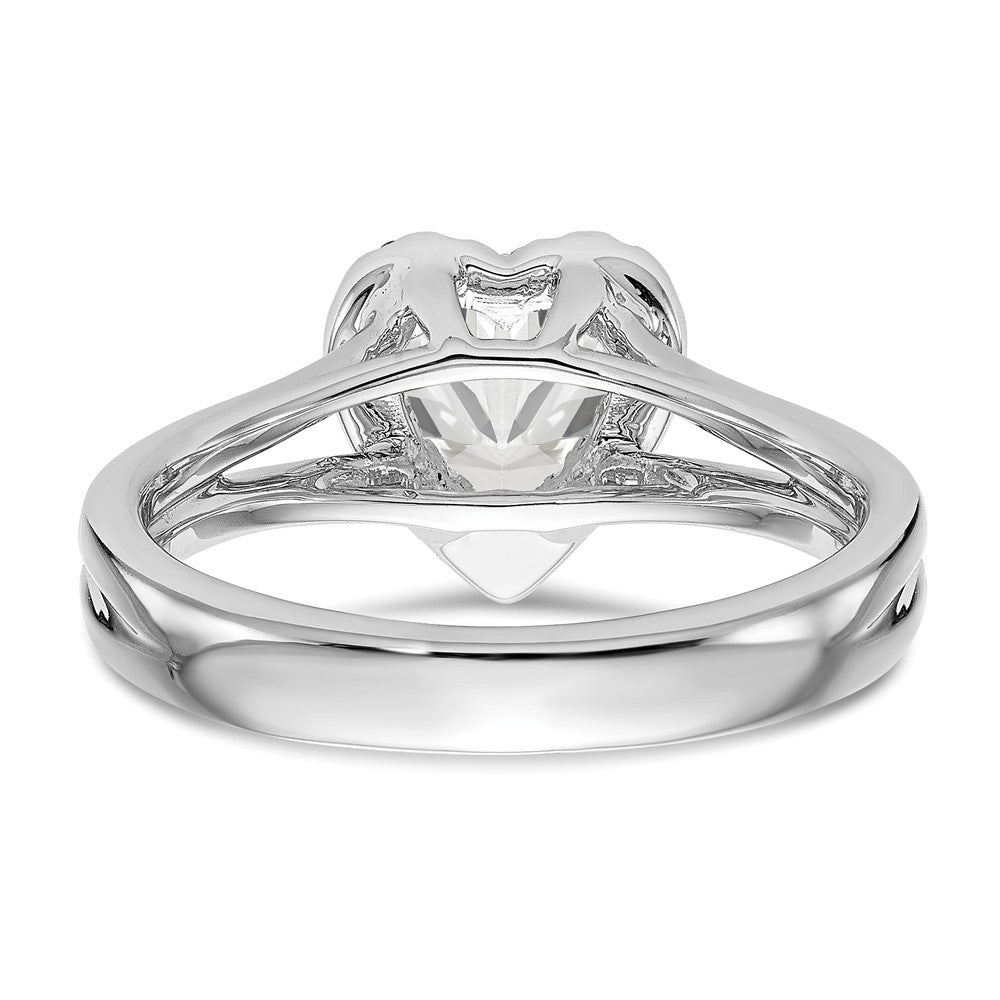 14K Weißgold Verlobungsring mit Herz-Halo aus simulierten Diamanten und geteiltem Ringschaft