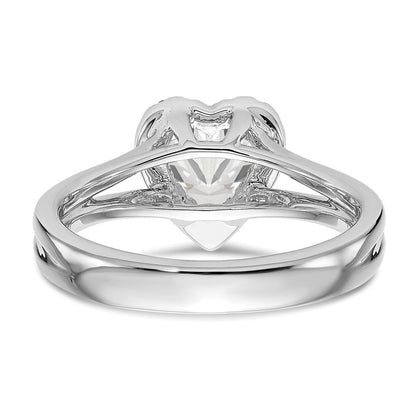 14K Weißgold Verlobungsring mit Herz-Halo aus simulierten Diamanten und geteiltem Ringschaft