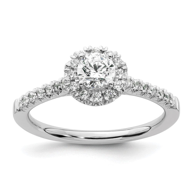 14 Karat Weißgold Halo Diamant-Verlobungsring rund (simuliert)
