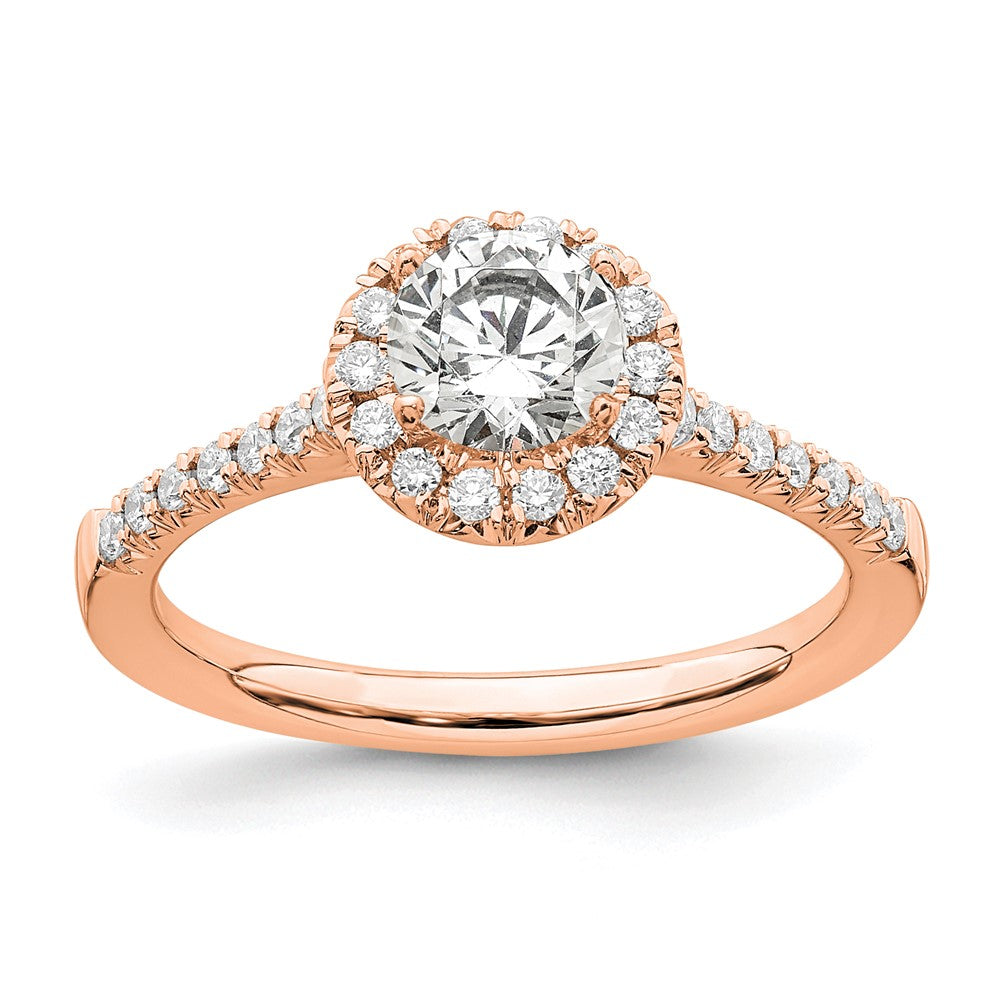 14K Roségold 0,75 ct. Labordiamant VS/SI+ G+ Rund Ringgröße 8 komplett Halo-Verlobungsring