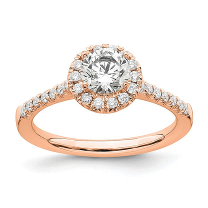 14K Roségold 0,75 ct. Labordiamant VS/SI+ G+ Rund Ringgröße 8 komplett Halo-Verlobungsring