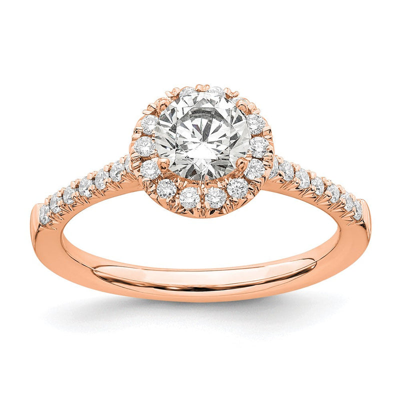 14K Roségold 0,75 ct. Labordiamant VS/SI+ G+ Rund Ringgröße 8 komplett Halo-Verlobungsring
