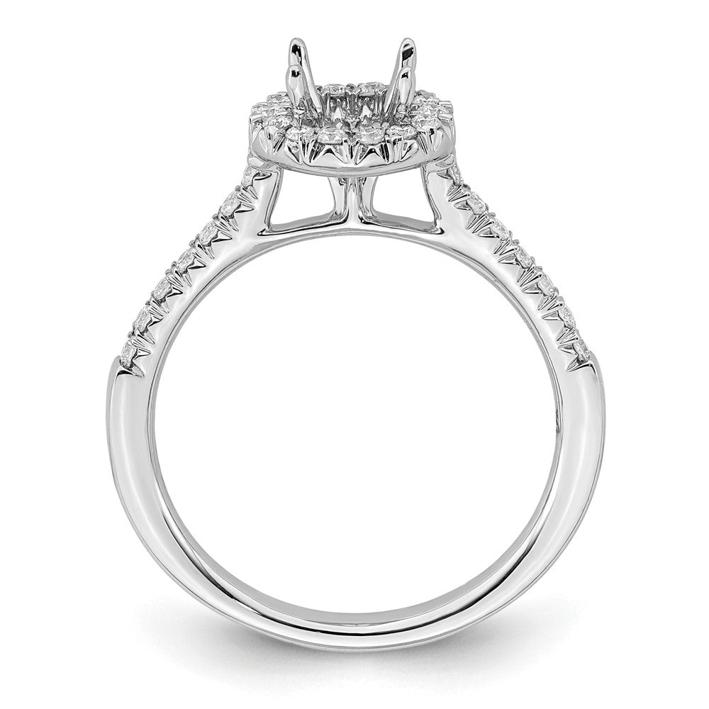 14K Weißgold Verlobungsring mit rundem simulierten Diamanten im Halo-Design