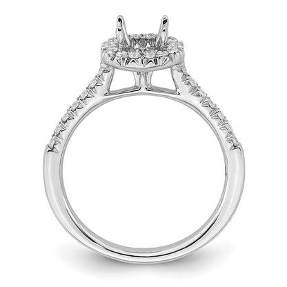 14K Weißgold Verlobungsring mit rundem simulierten Diamanten im Halo-Design