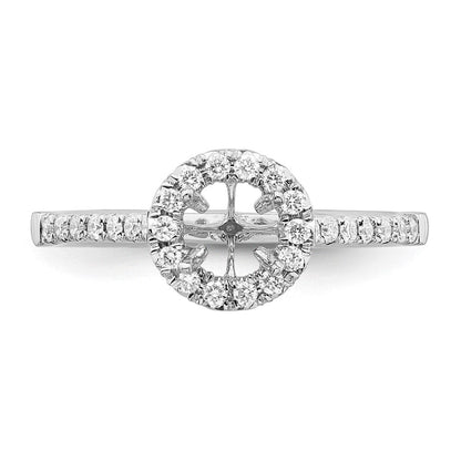 14K Weißgold Verlobungsring mit rundem simulierten Diamanten im Halo-Design