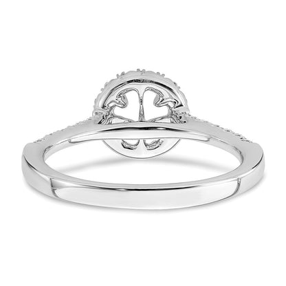 14K Weißgold Verlobungsring mit rundem simulierten Diamanten im Halo-Design